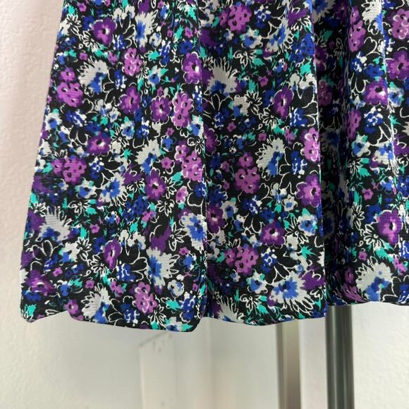 Y2k Dark Floral Deep V-Neck Bubble Hem Sun Mini Dress with Waist Tie - Picture 5 of 8